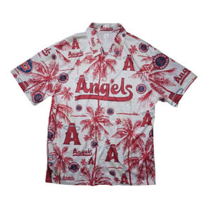 Los Angeles Angels Hawaiian Shirt | Red Palm Tree AOP | MLB Baseball Fan Gear XL